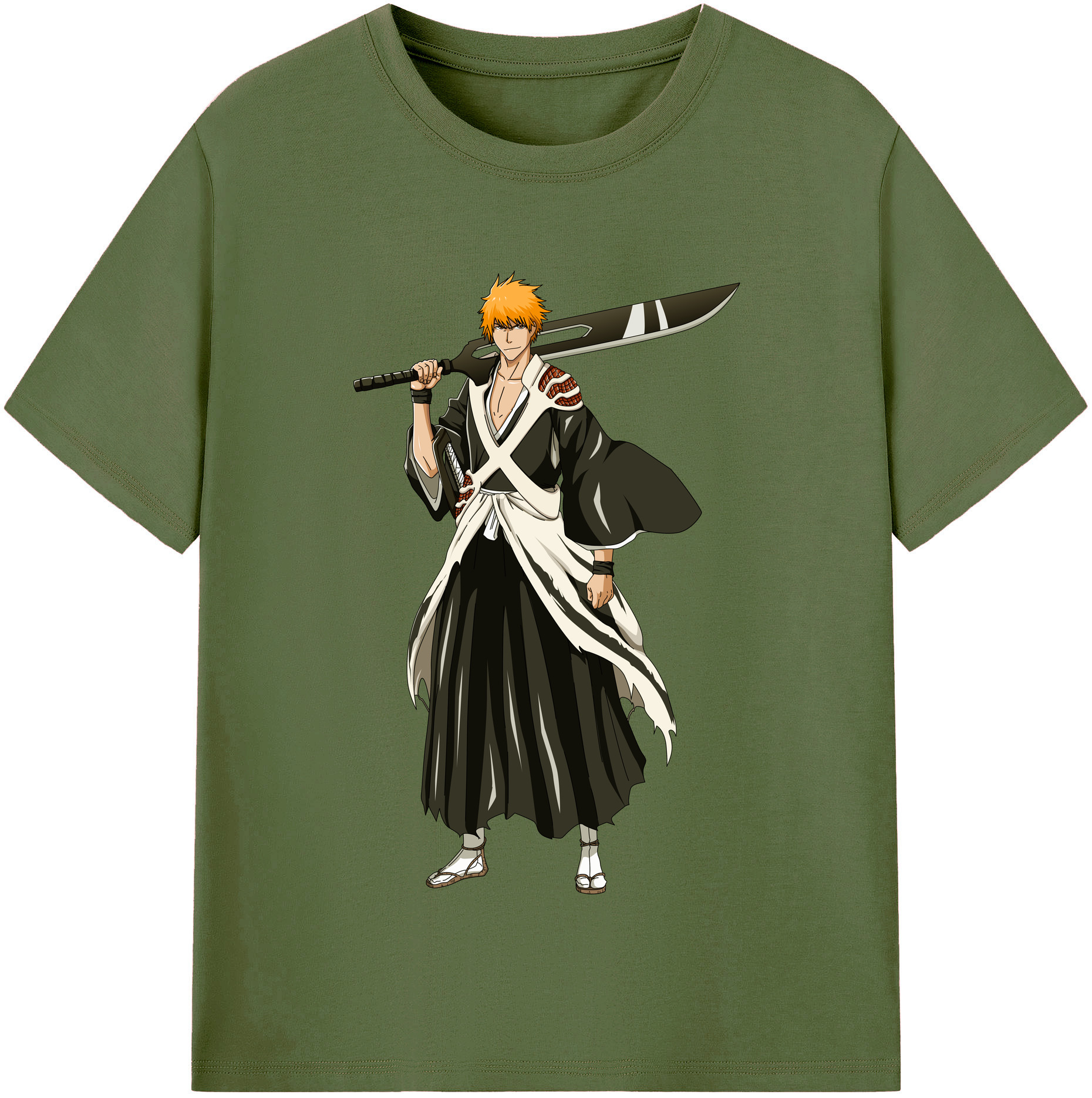 （画像用） ブリーチ 黒崎一護（くろさき いちご）BLEACH Kurosaki Ichigo 綿100％半袖Tシャツ（フロントプリント）